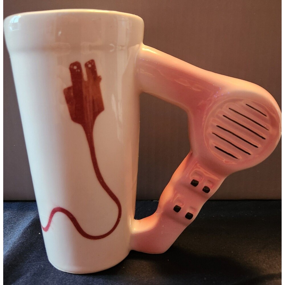 Fun Ceramic Hair Dryer Mug VTG 1985 Ceramic blow dryer handle EUC 6 inches